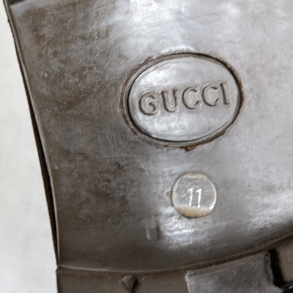 Gucci Horsebit Loafers Brown Suede Men 11.5 Leather Rubber - Picture 14 of 16